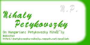 mihaly petykovszky business card